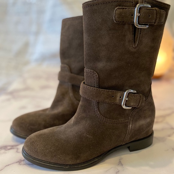 Prada Moto Suede Boots, Like New - Picture 1 of 7